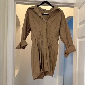 Pilcro Beige Button-Up Dress Anthropologie